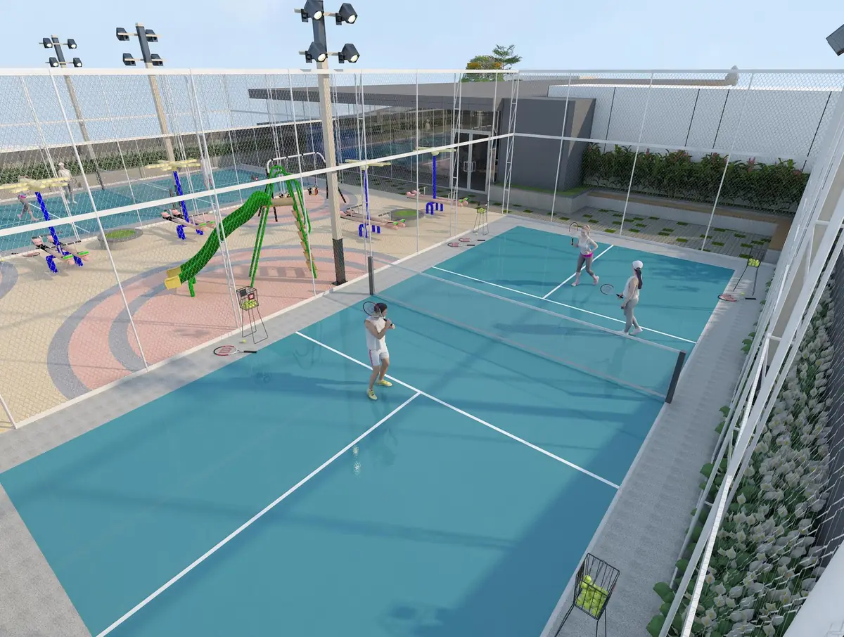 Rooftop pickleball and padel courts at Terrace 35