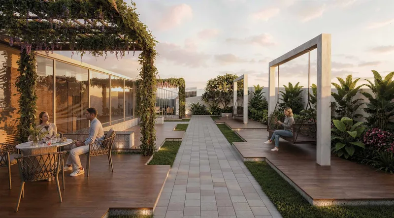 Pergola walkway and café