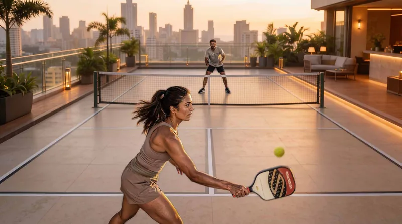 Rooftop pickleball court